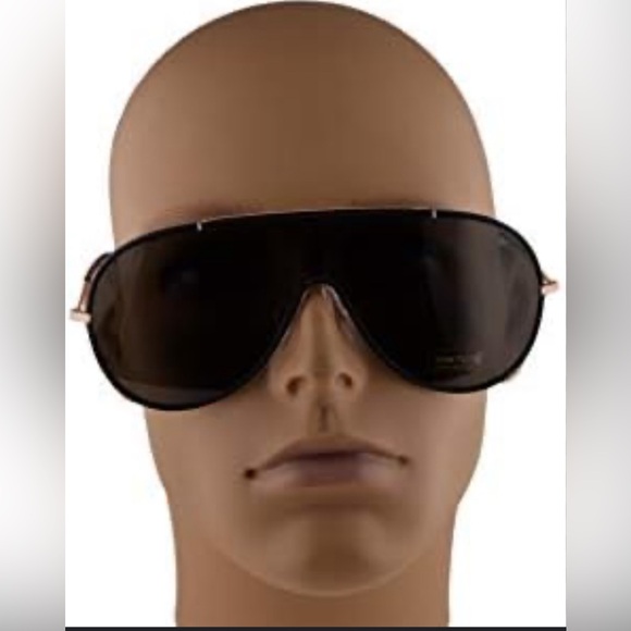 TOM FORD MACK FT0671 Sunglasses Gold With Black Leather Rims Frame Gray Lenses - Picture 3 of 11